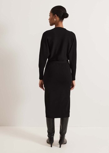 Phase Eight Dixie Batwing Zip Belted Dress Black Canada | EQVWHB-829